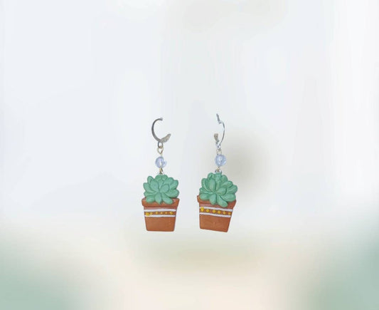 Kawaii succulent earrings / polymer clay succulent plant earrings / kawaii floral plant jewelry / clay succulent