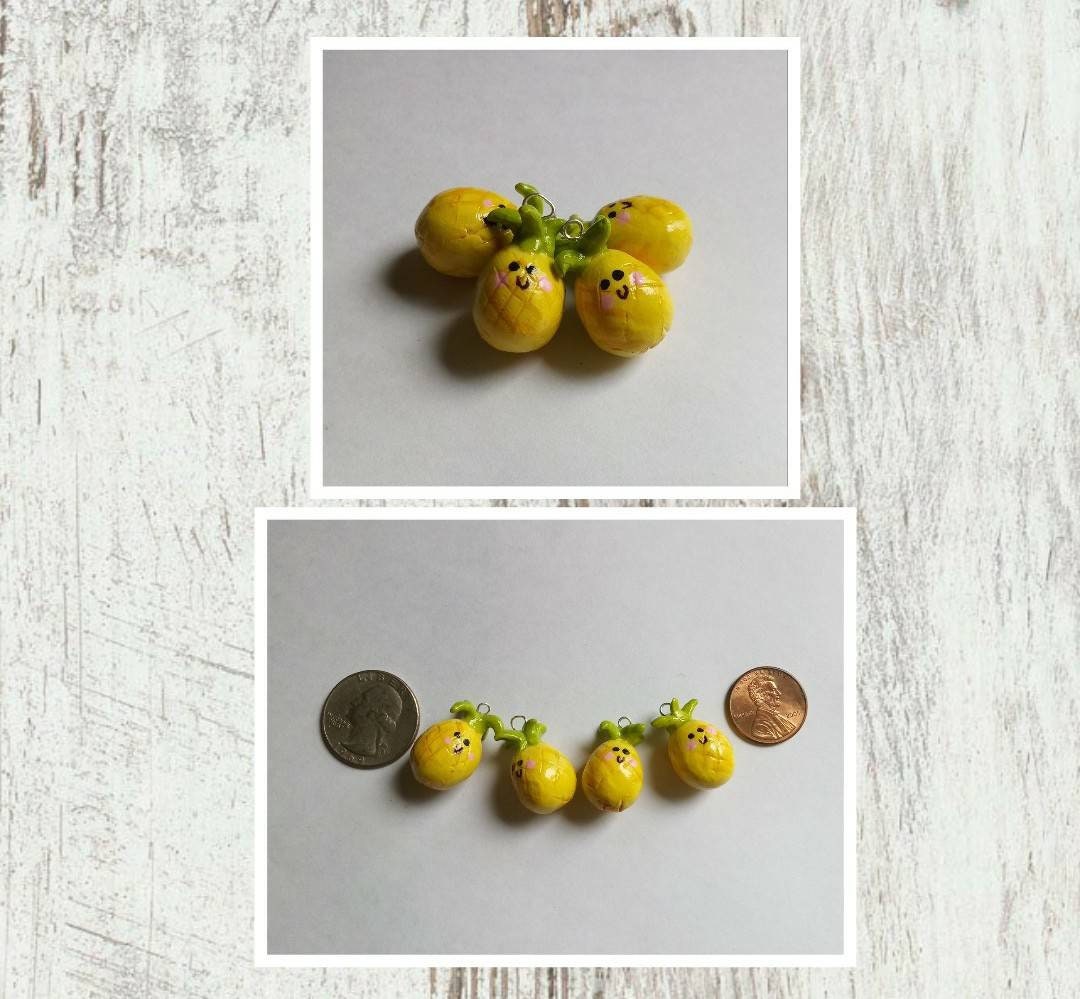 Kawaii pineapple charms / polymer clay pineapple charms / kawaii food charms / kawaii food jewel