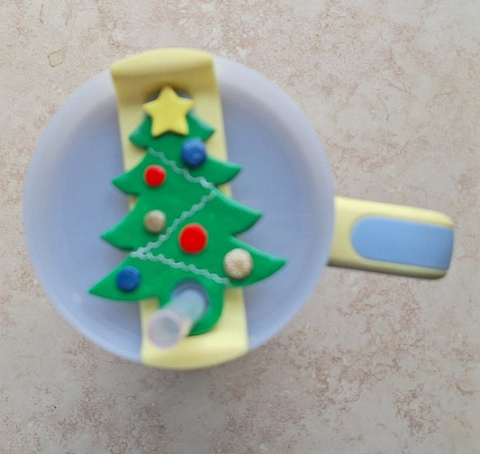 Polymer clay straw tag for stanley tumbler topper tumbler accessory / Christmas tree tumbler topper tag / holiday tumbler accessories