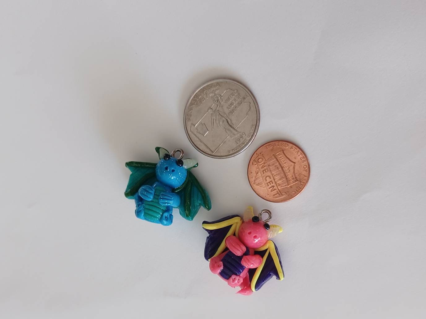 Polymer clay dragon animal charms jewelry stitch marker progress keeper notions