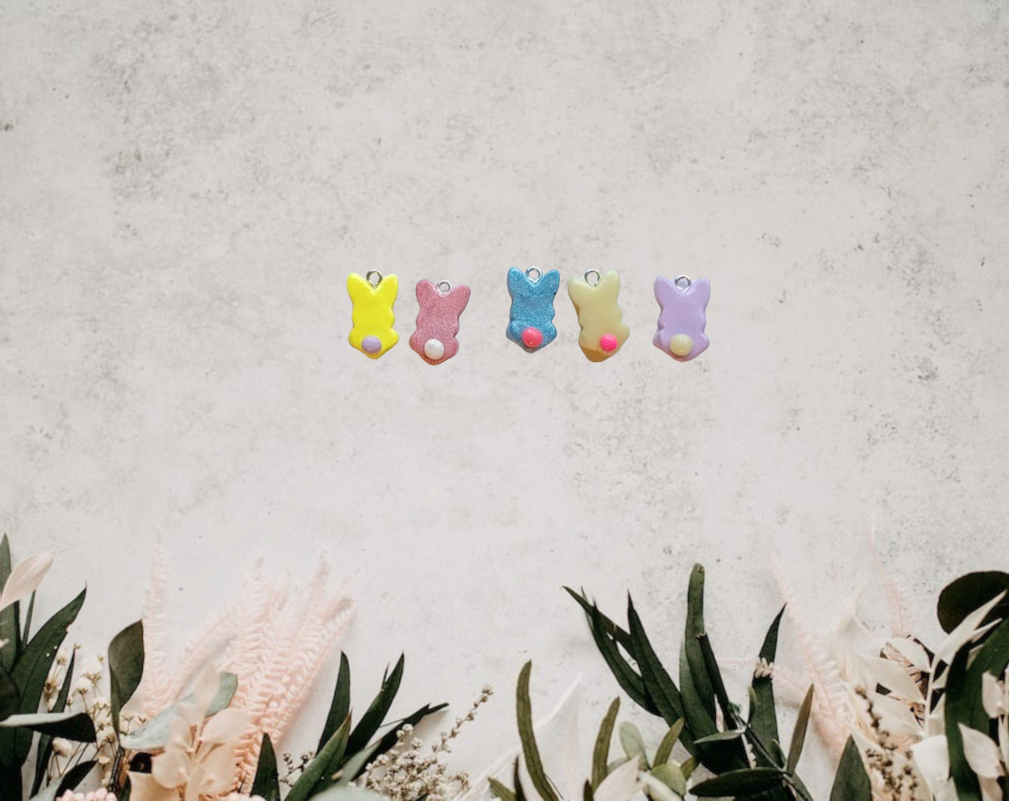 Kawaii decorative easter bunny tail charms / polymer clay easter charms / kawaii food charms / kawaii bunny rabbit butt charms