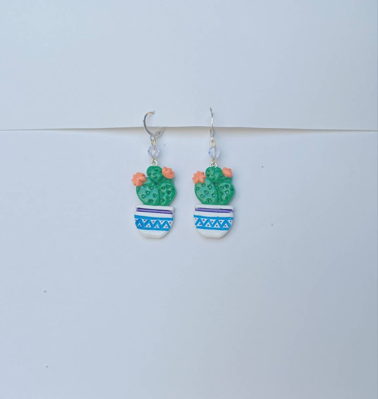 Kawaii cactus earrings / polymer clay cactus plant earrings / kawaii floral plant succulent jewelry / clay cactus