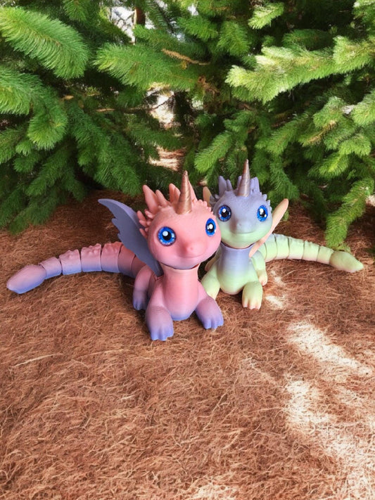 3D articulated multicolor ombre unicorn dragon / 3d printed colorful unicorn dragon / 3d printed desk pet figurine fidget Serev3d design