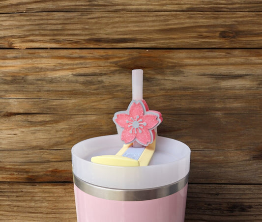 3D printed flower plant straw buddy charm tumbler accessories / tumbler charm straw buddy / kawaii sakura cherry blossom straw topper charm