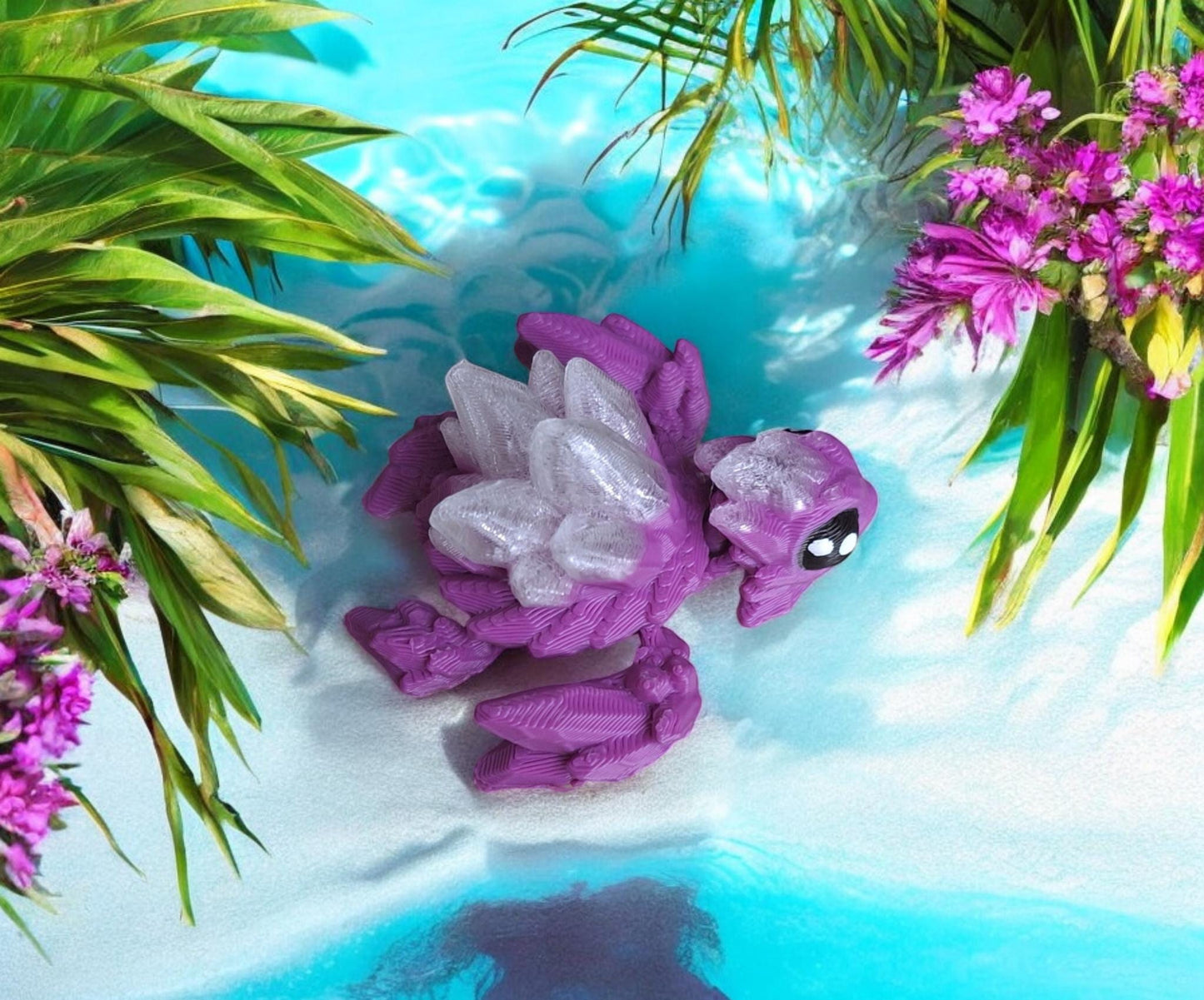 3D articulated clear purple crystal rock turtle / 3d printed turtle animals / gemstone turtle knick knack Fidget figurines