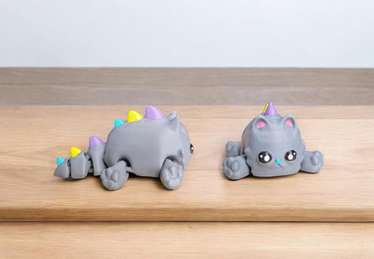 3D articulated cat dinosaur / 3d printed kittysaurus  / 3d printed animals kitty cat dino figurine knick knack Fidget