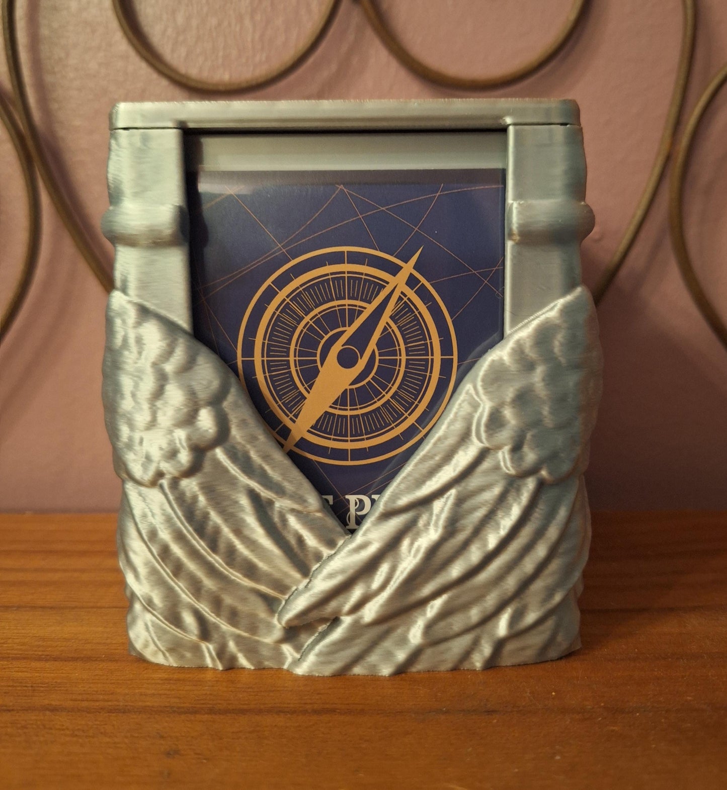 3D printed wings card deck box / 3d silver wings card box / 3d printed trading card game box accessories