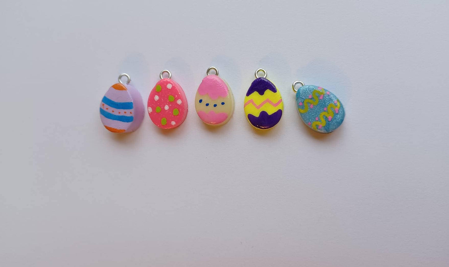 Kawaii decorative easter egg charms / polymer clay easter egg charms / kawaii food charms / kawaii food jewelry / easter egg charms