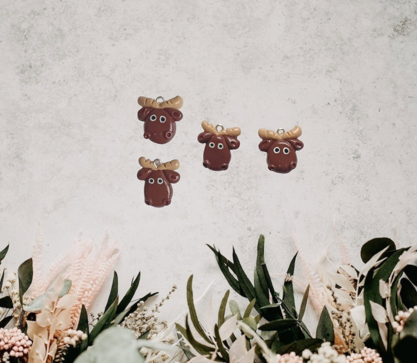 Kawaii moose charms / polymer clay moose charms / kawaii charms / kawaii animal jewelry