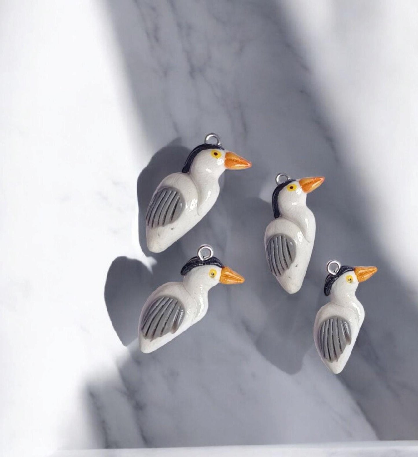 Kawaii blue heron charms / polymer clay bird charms / kawaii animal charms / kawaii blue heron  crane bird jewelry