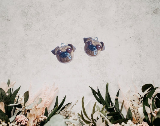 Kawaii pug dog charms / polymer clay pug charms / kawaii animal puppy charms / kawaii pug jewelry charms