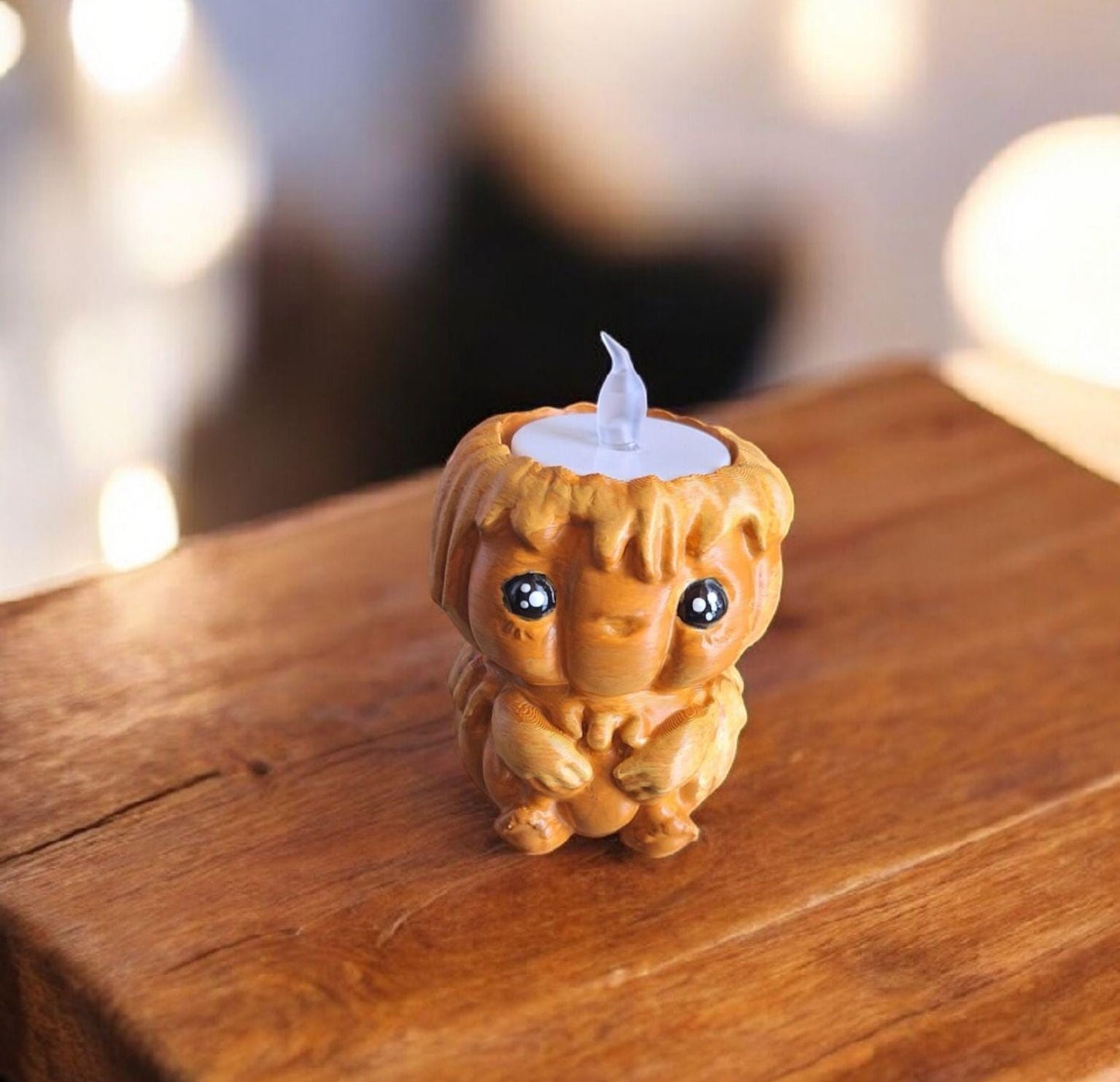 3D printed and painted pumpkin candle tealight holder / 3d printed pumpkin candle desk pet figurine tea light holder Serev3d design