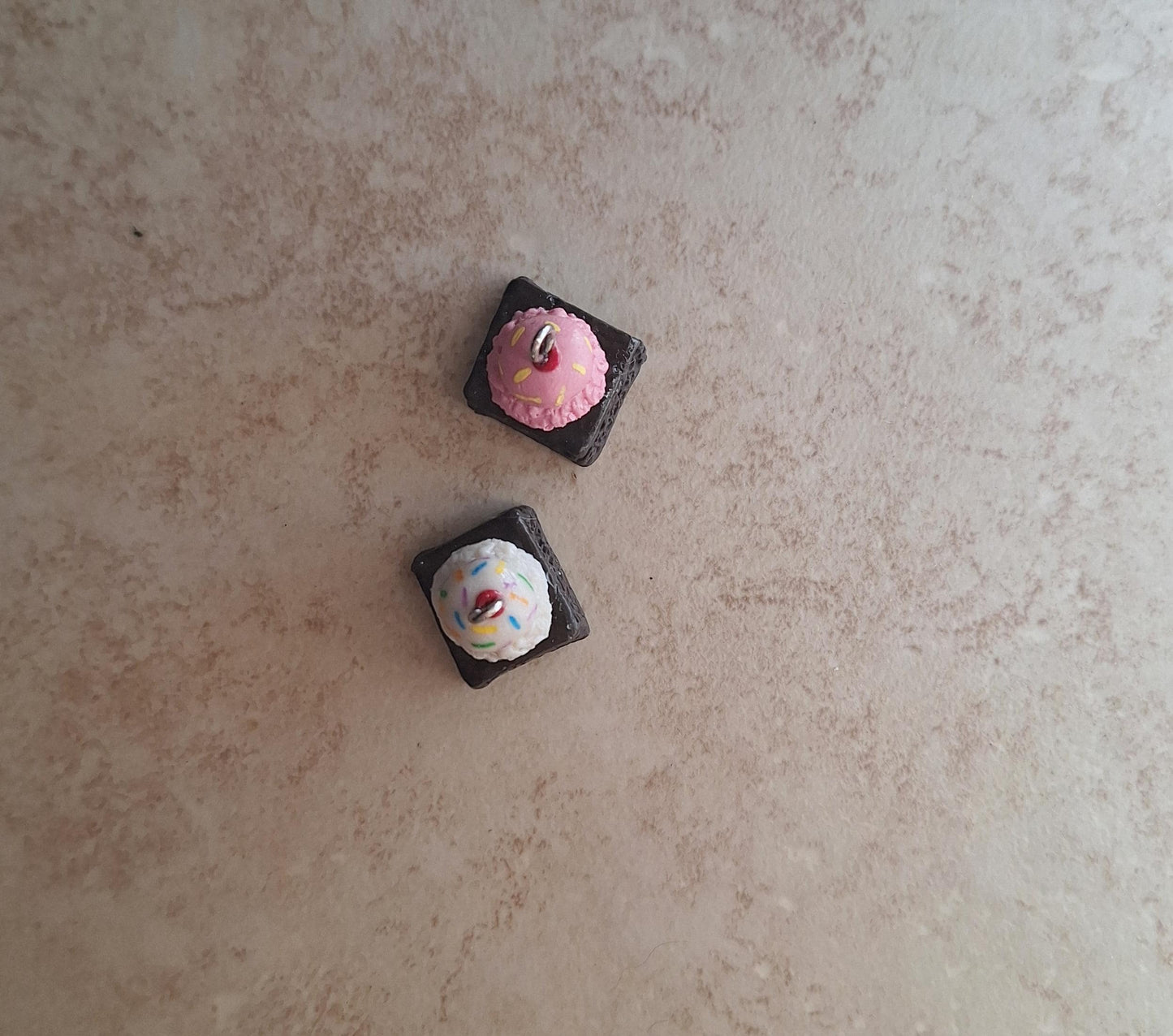 Kawaii ice cream brownie square charms / polymer clay brownie charms / kawaii food charms / kawaii food jewelry charm stitch marker