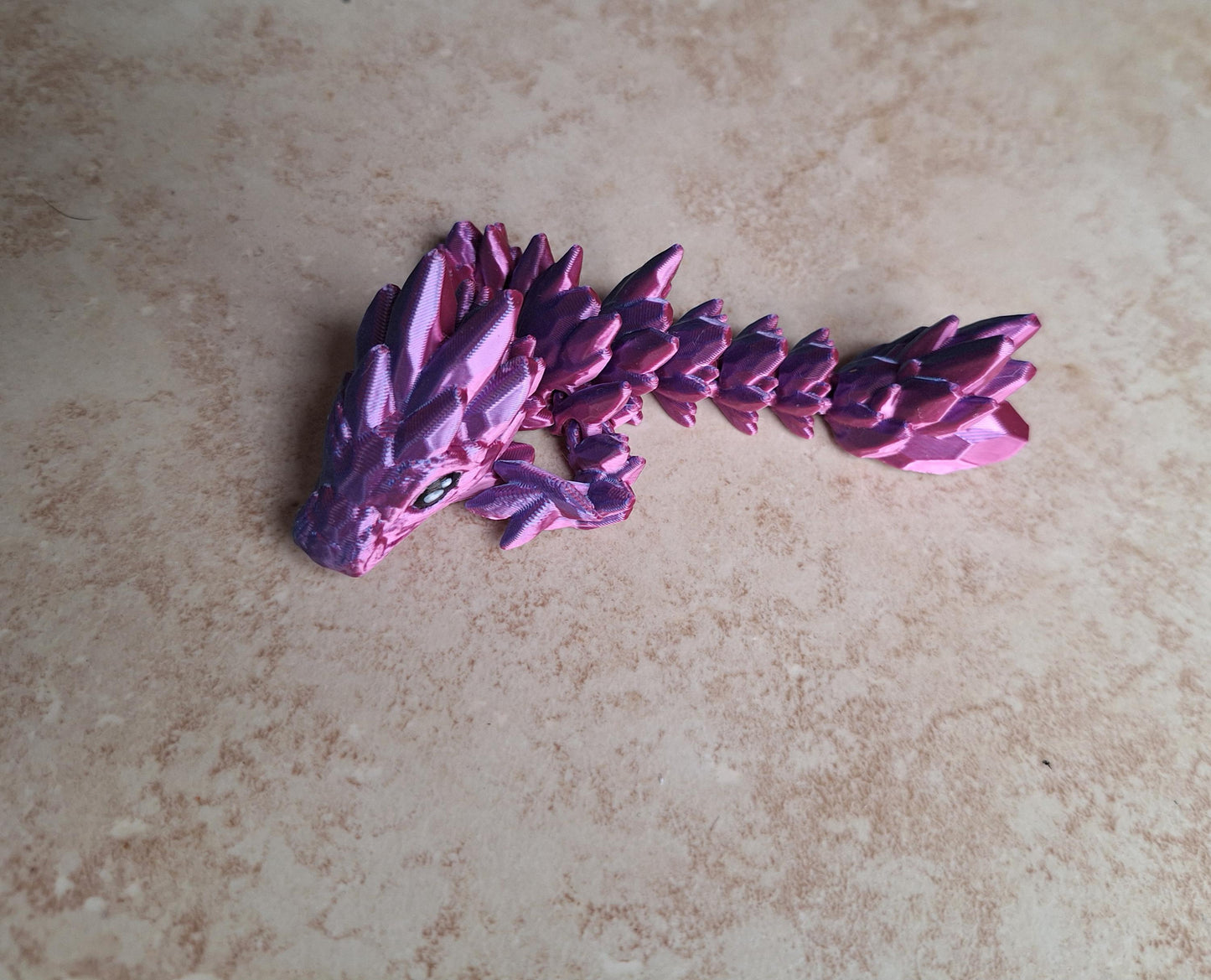 3D articulated crystal gemstone dragon straw cap / 3d printed dragon animals / crystal gem tadling straw topper cover Fidget figurines