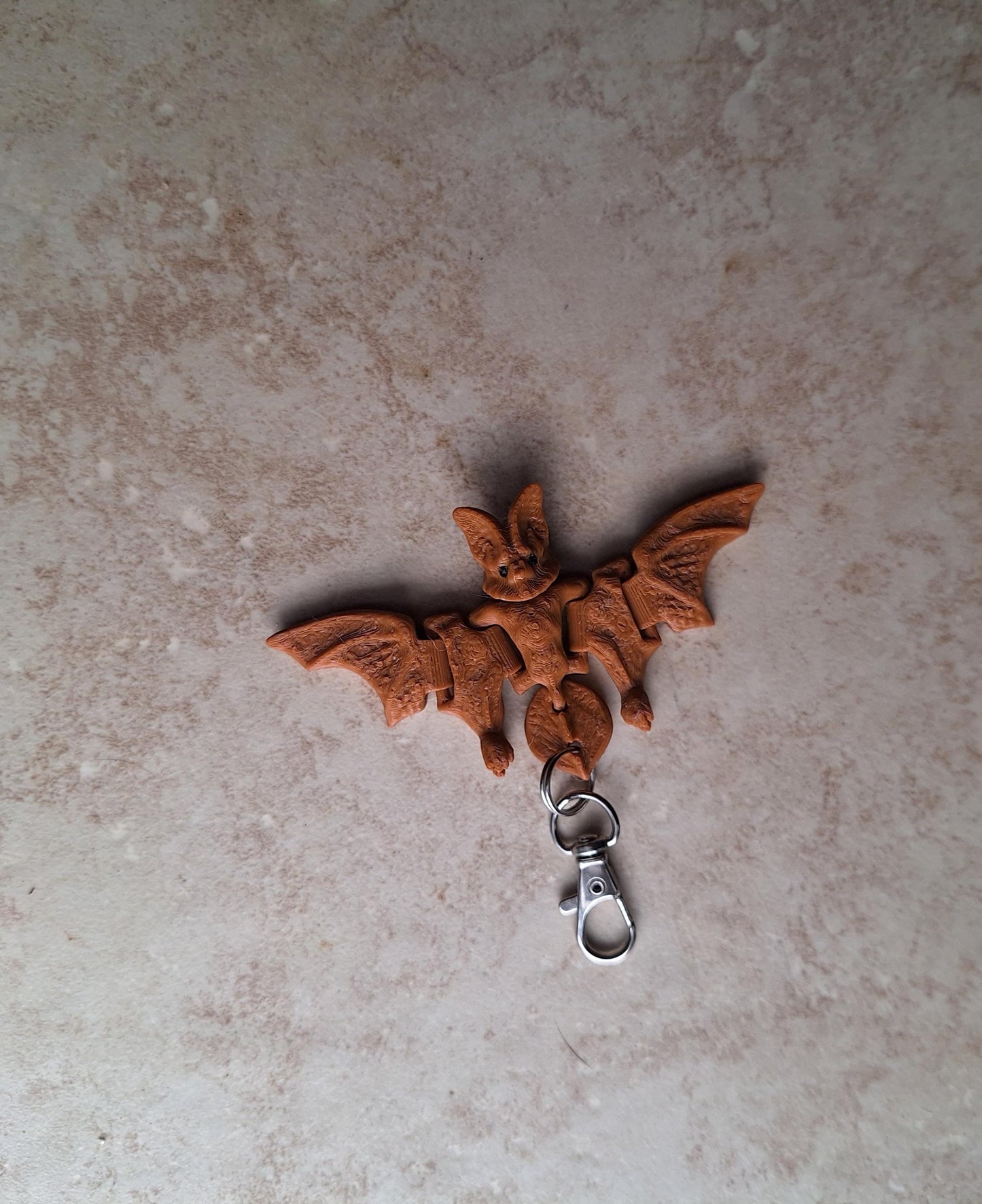 3D articulated brown bat dragon keychain / 3d printed bat 3d printed animals figurine knick knack Fidget keychain
