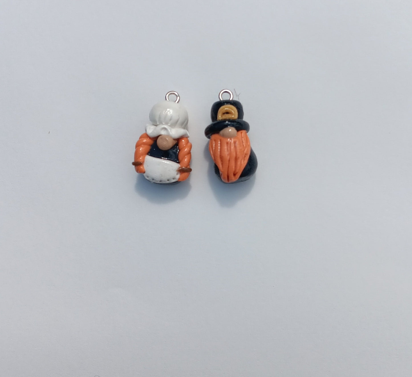 Kawaii holiday thanksgiving gnome charms / polymer clay gnome charms / kawaii toadstool charms / pilgrim amish gnome charms stitch marker