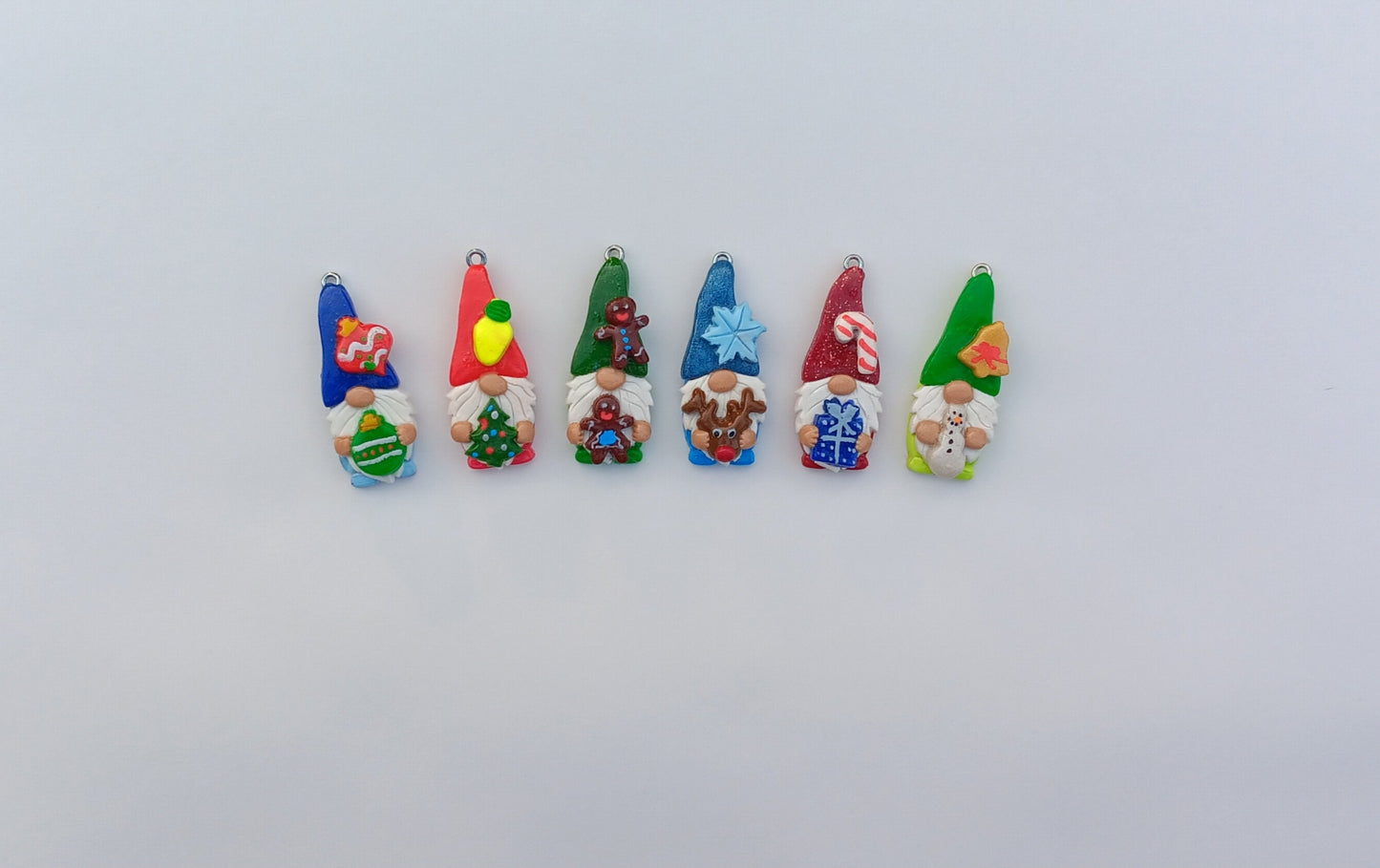 Kawaii christmas gnome charms / polymer clay gnome charms / snowflake gingerbread gnome charms / winter gnome charms jewelry stitch marker