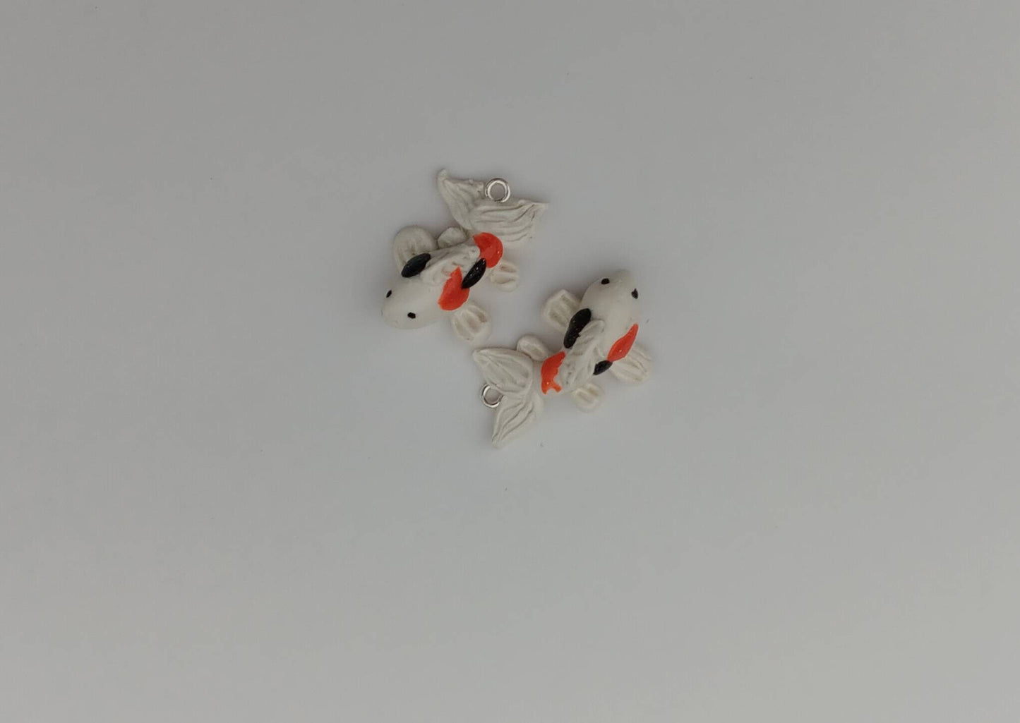 Kawaii black white orange koi fish charms / polymer clay charms / kawaii koi fish charms / kawaii fish nautical charms / koi fish