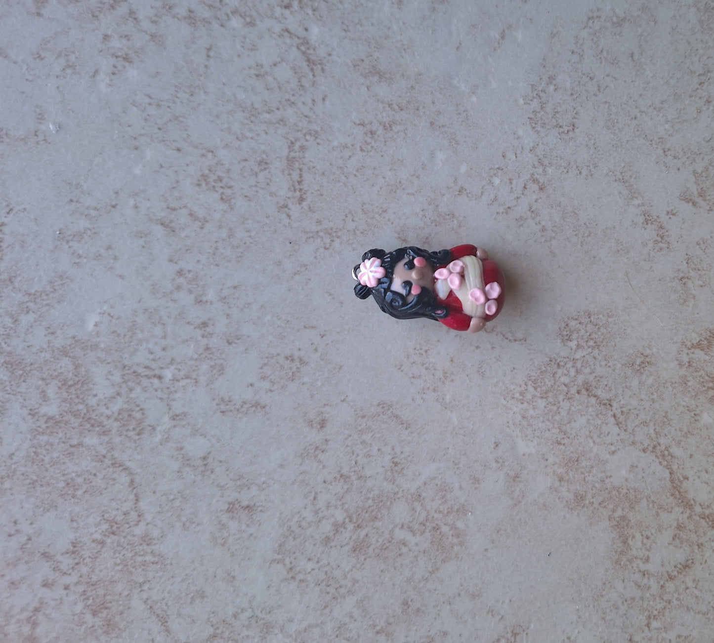 Kawaii floral geisha charm / polymer clay oriental sakura geisha charm / Japanese style charm jewelry stitchmarker progress keeper
