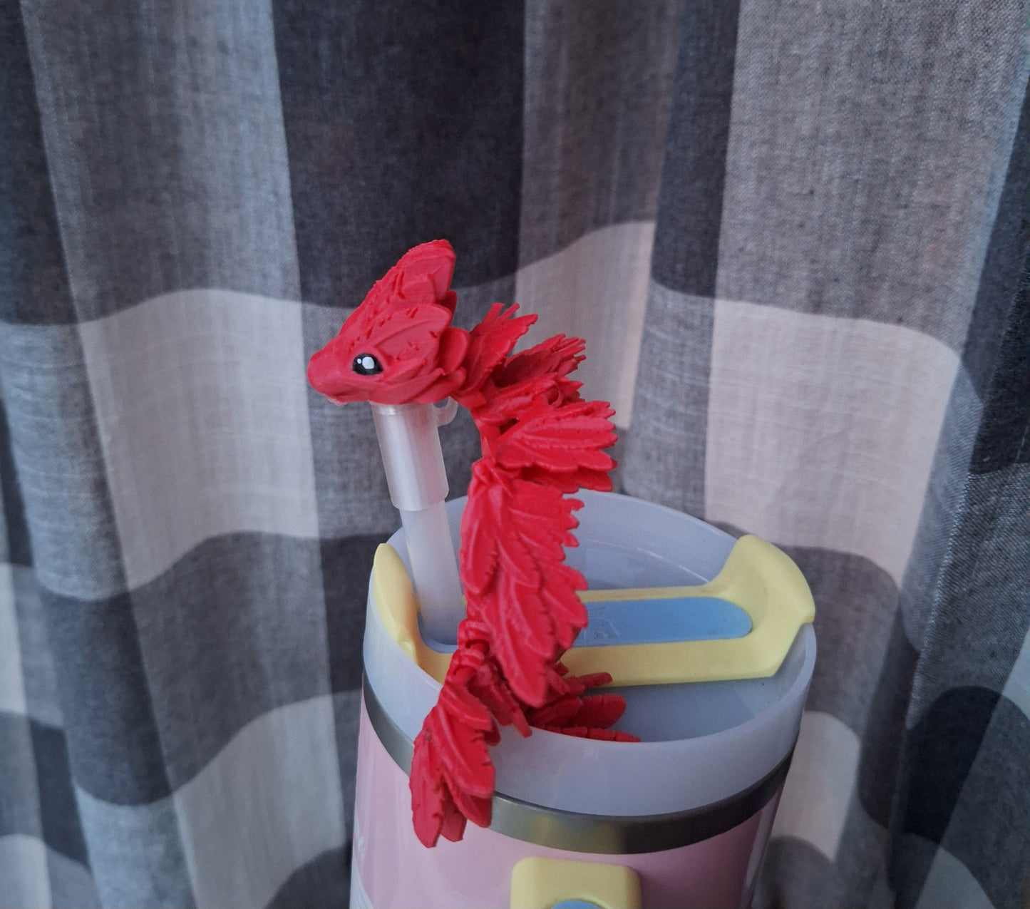 3D articulated flying serpent dragon straw cap / 3d printed dragon animals / serpent dragon tadling straw topper cover Fidget figurines
