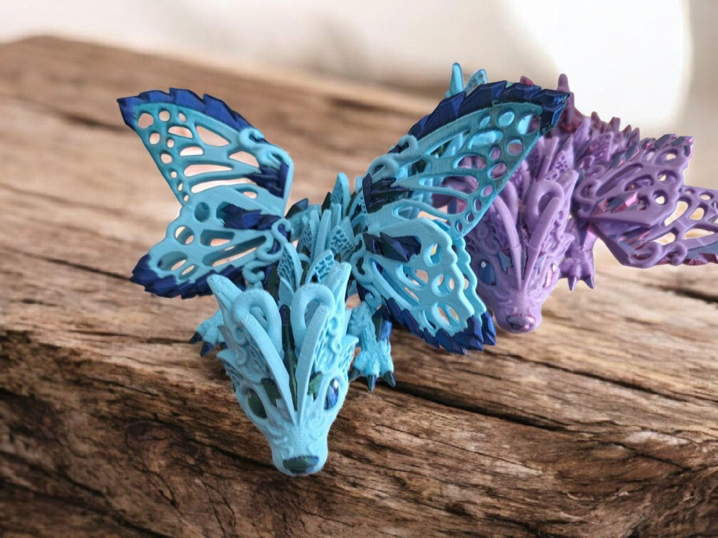 3D articulated baby fae wolf dragon / 3d printed dragon animals / baby faerie dragon knick knack Fidget figurines butterfly