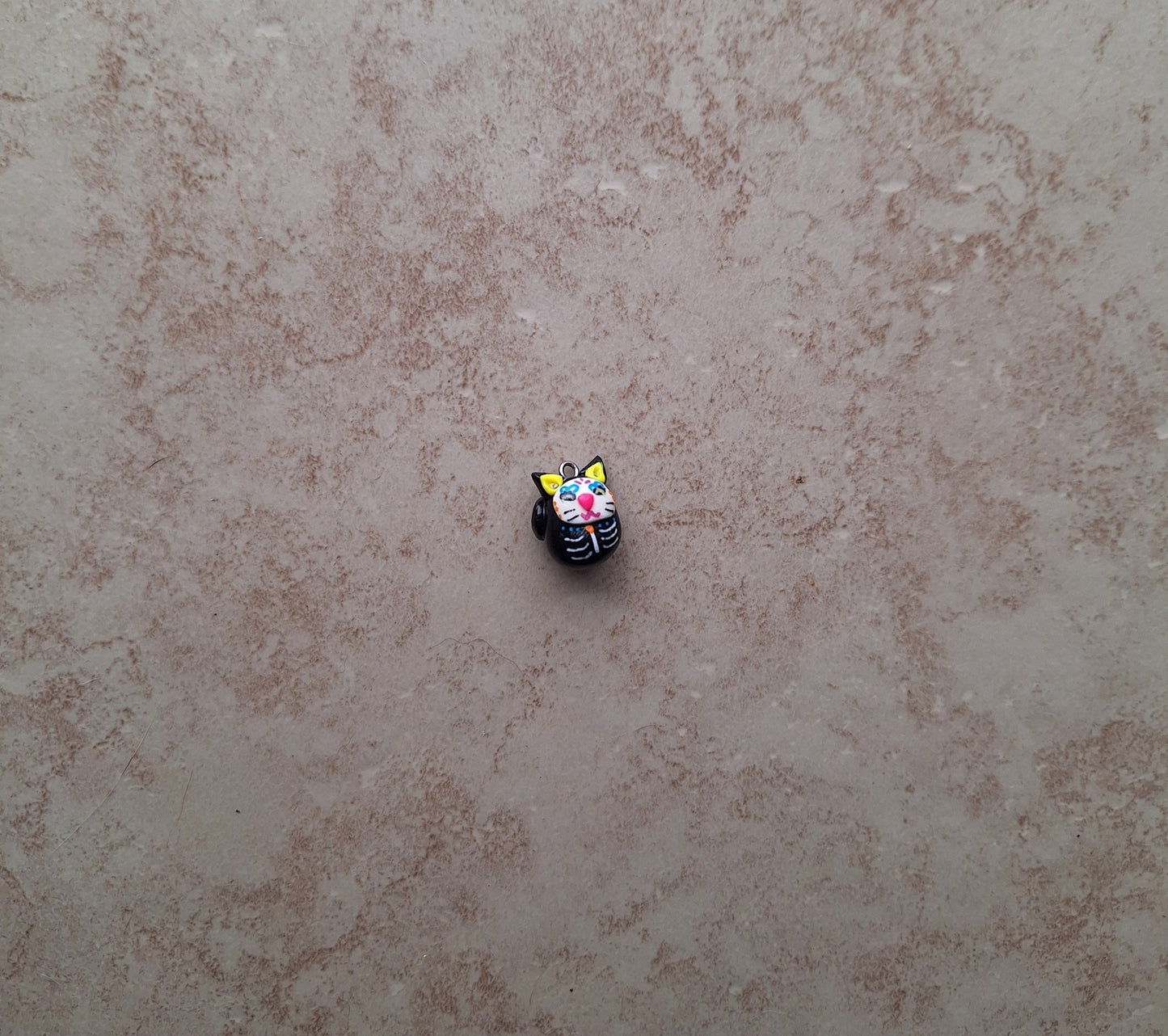 Kawaii sugar skull kitty cat charms / polymer clay day of the dead charm / kawaii skull charms / clay sugar skull charm jewelry stitchmarker