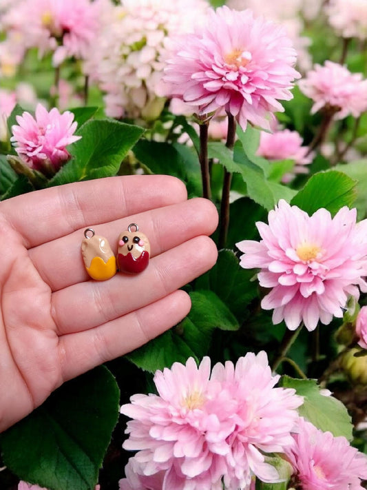 Polymer clay chicken nugget charm / cute kawaii clay chicken nugget tender strip food charms jewelry stitch marker progress keeper notions