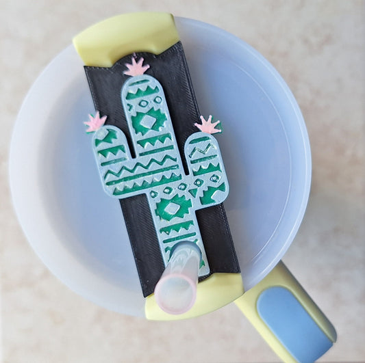 3D printed cactus straw tag tumbler topper tumbler accessories / Aztec pattern tumbler topper straw tag / cactus tumbler accessories