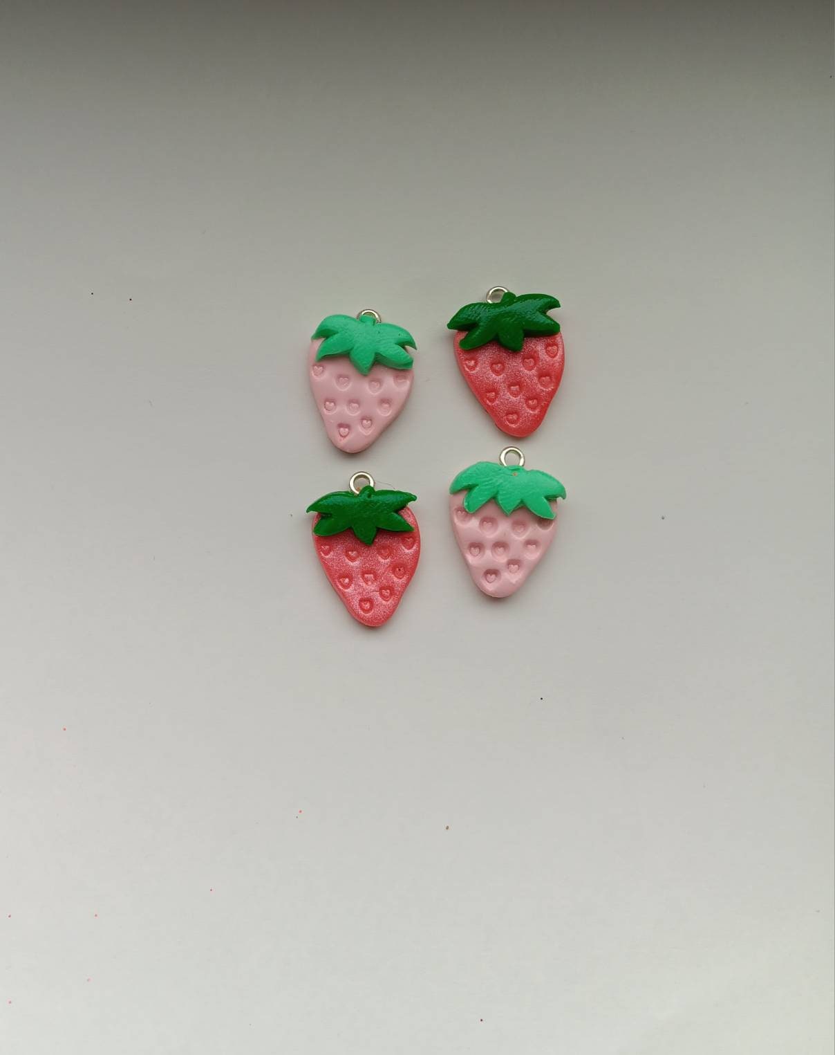 Kawaii heart love strawberry charms / polymer clay strawberry charms / kawaii food charms / kawaii food jewelry