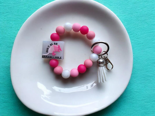 Silicone beaded wristlet don't be an armadillhole attitude silicone beaded wristlet keychain / armadillo bag accessories key chain gift