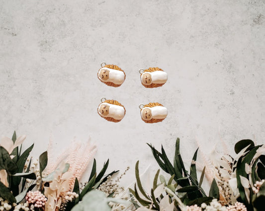 Clay Nativity baby Jesus charms / polymer clay Christmas charms /  Christian jewelry charms / tiny baby Jesus manger charms