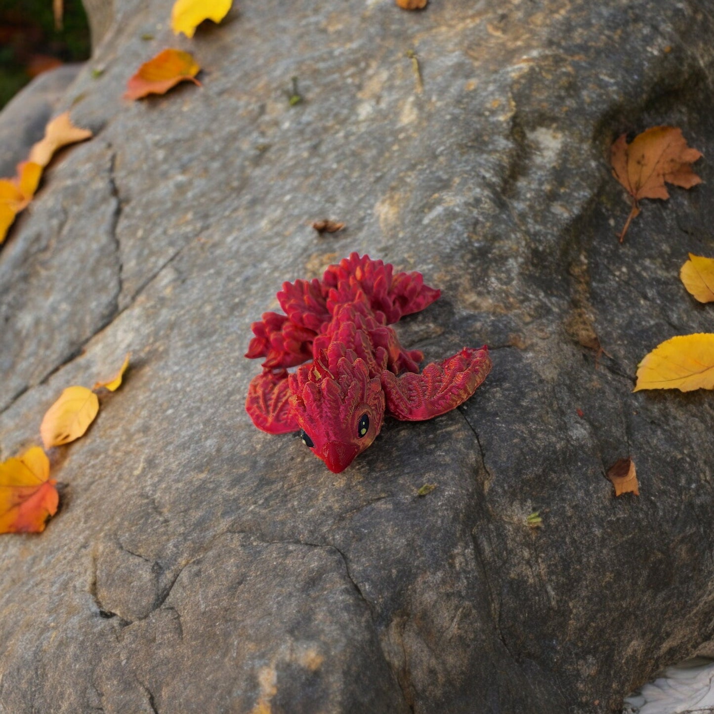 3D articulated metallic red orange two tone phoenix / 3d printed dragon animals / Phoenix bird dragon knick knack Fidget figurines