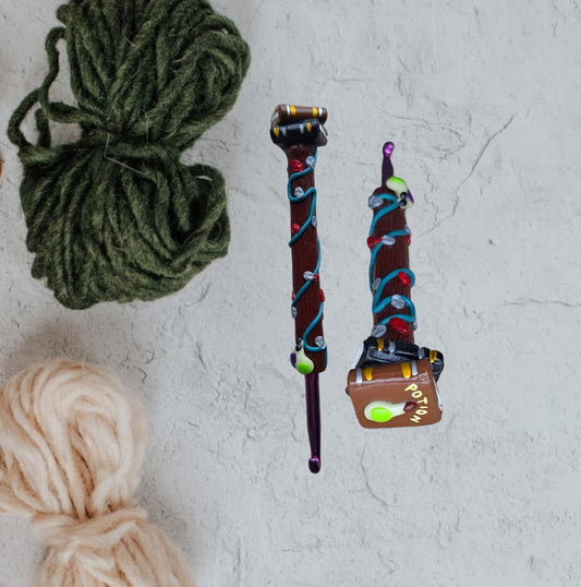 Polymer fairy garden potion spellbook crochet hook