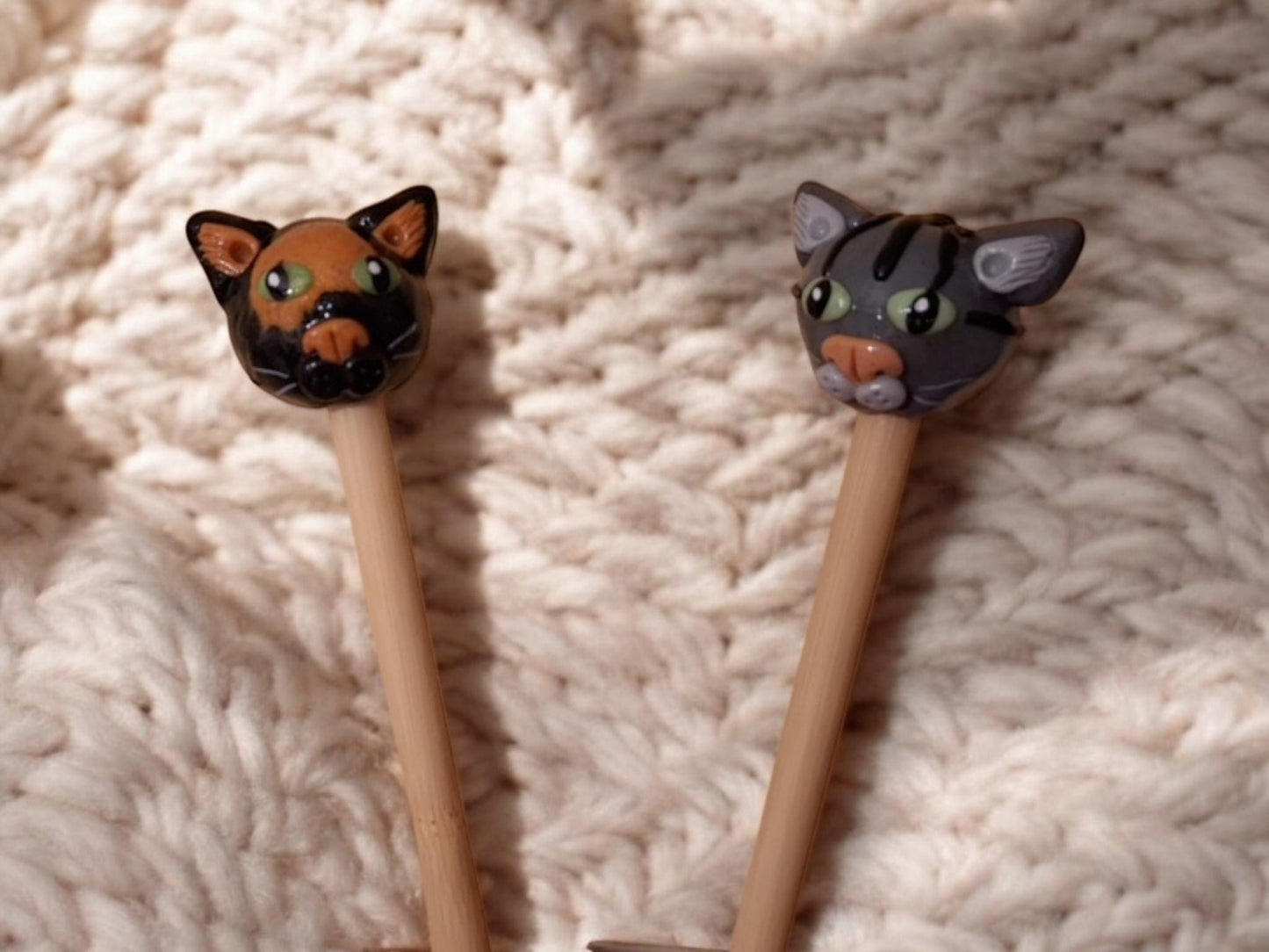 Polymer clay custom knitting needles / custom request knitting needle pair / clay request your own custom knitting accessory