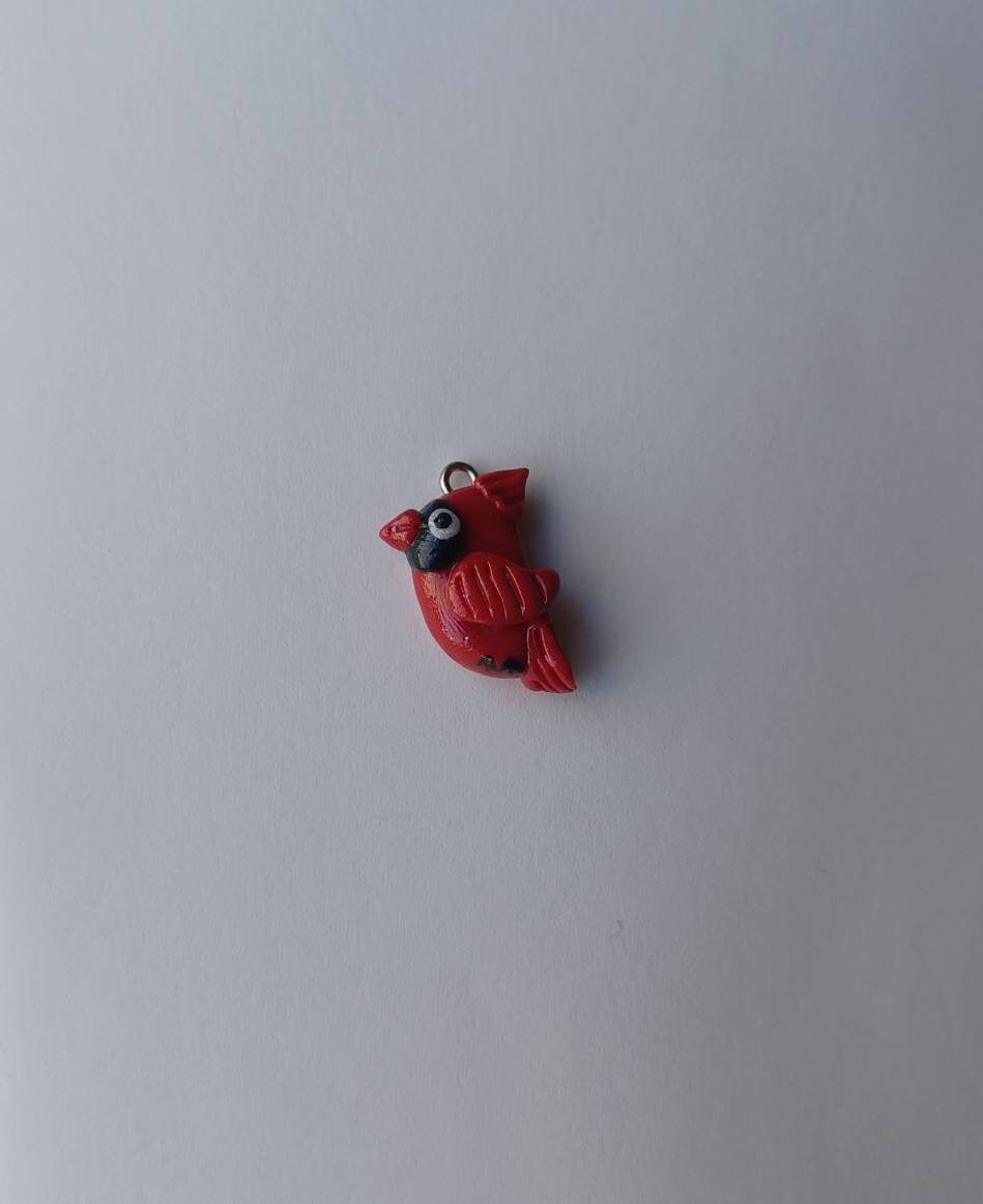 Kawaii cardinal bird charms / polymer clay cardinal charms / kawaii animal charms / kawaii cardinal red bird jewelry