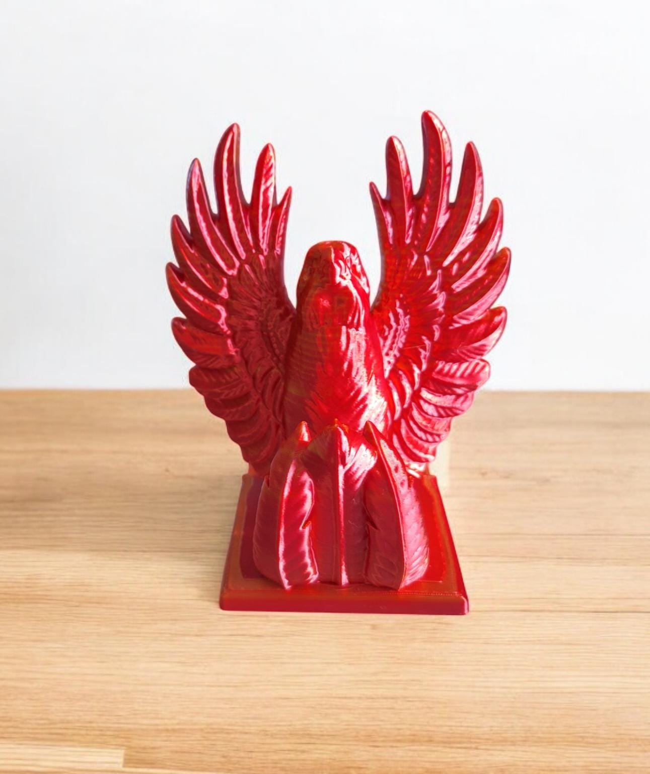 3D printed red orange phoenix bookends / phoenix bird book ends / 3d printed animal Home decor