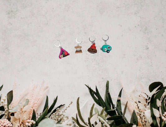 Stitch markers set 4 happy camper bundle / summer spring adventure stitch markers / camping stitch markers / set of four tent smore
