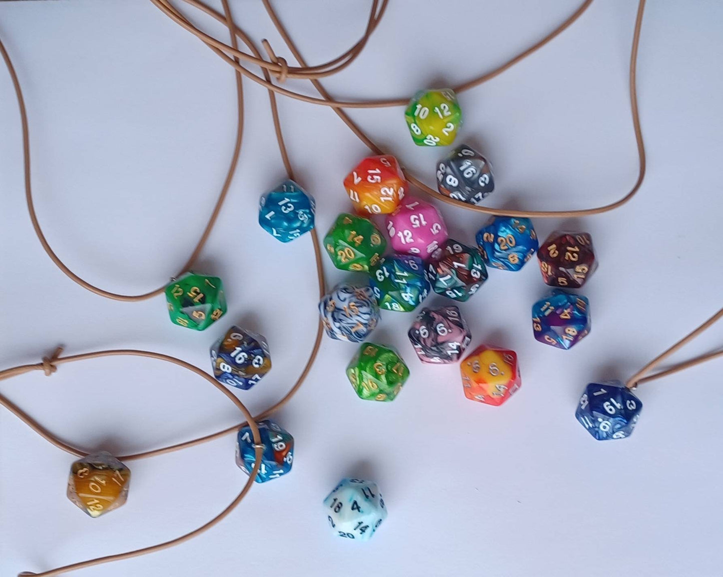 RANDOM COLOR Adjustable leather cord d20 dice necklace / d20 necklace / adjustable necklace