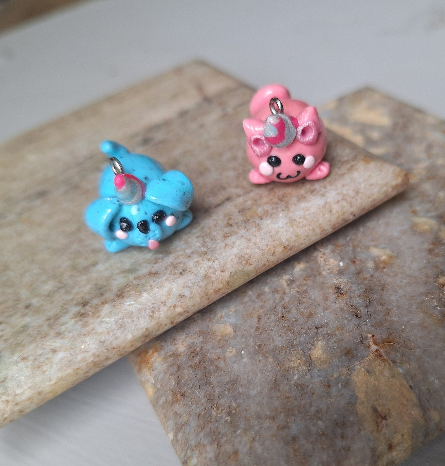 Kawaii clay cat dog unicorn charms jewelry stitch marker progress keeper notions