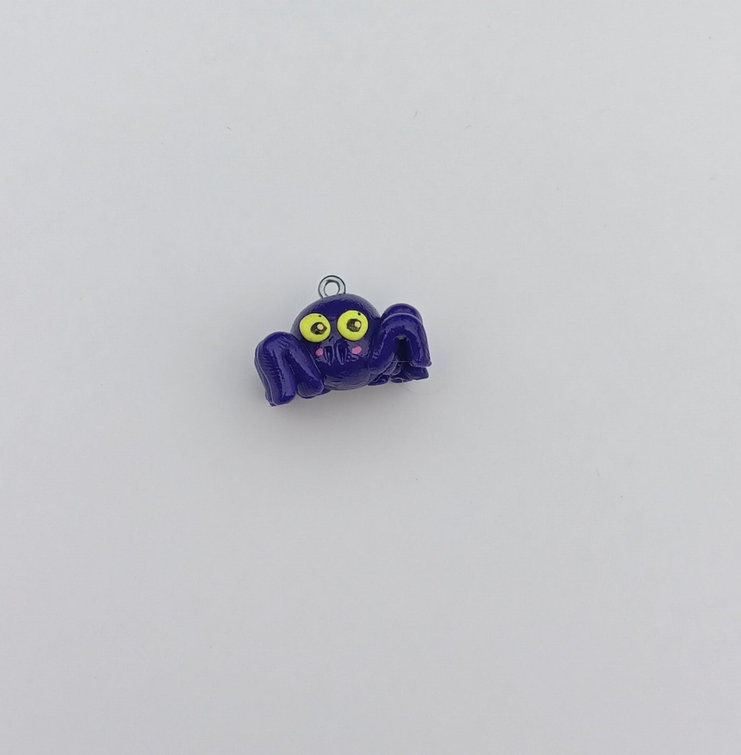 Kawaii purple spider charms / polymer clay spider Halloween charms / Halloween holiday jewelry / Halloween charms spider stitch markers