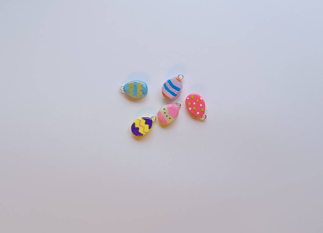 Kawaii decorative easter egg charms / polymer clay easter egg charms / kawaii food charms / kawaii food jewelry / easter egg charms