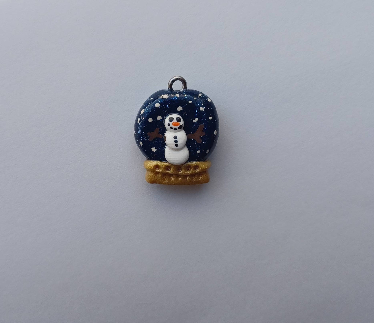 Kawaii blue sparkle snowglobe charms / polymer snow charms / kawaii Christmas  jewelry / kawaii Holiday charms / snow globe charms