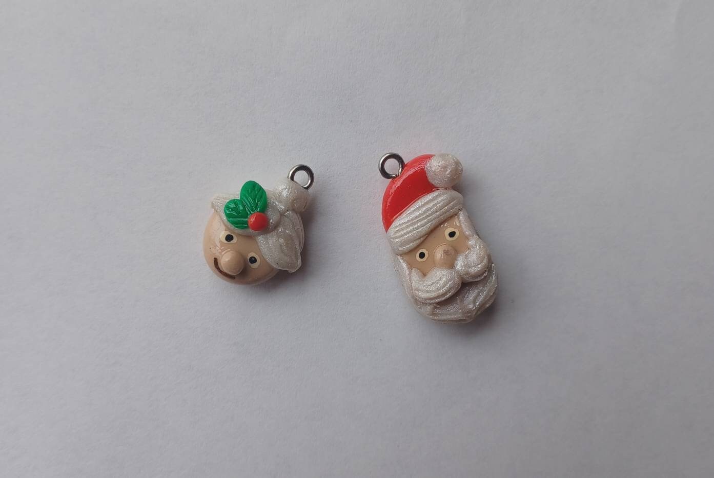 Kawaii Christmas Santa Mrs claus charms / polymer clay santa charms / kawaii  holiday jewelry / kawaii holiday charms