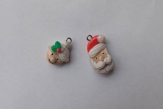 Kawaii Christmas Santa Mrs claus charms / polymer clay santa charms / kawaii  holiday jewelry / kawaii holiday charms