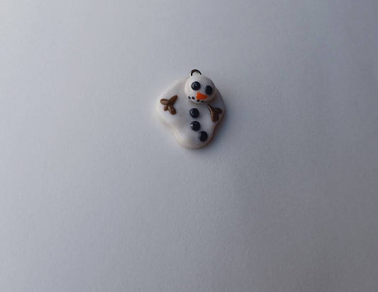 Polymer claymelting snowman charm / cute kawaii melted snowmen charm / Christmas Holiday charm jewelry stitch marker progress keeper notions