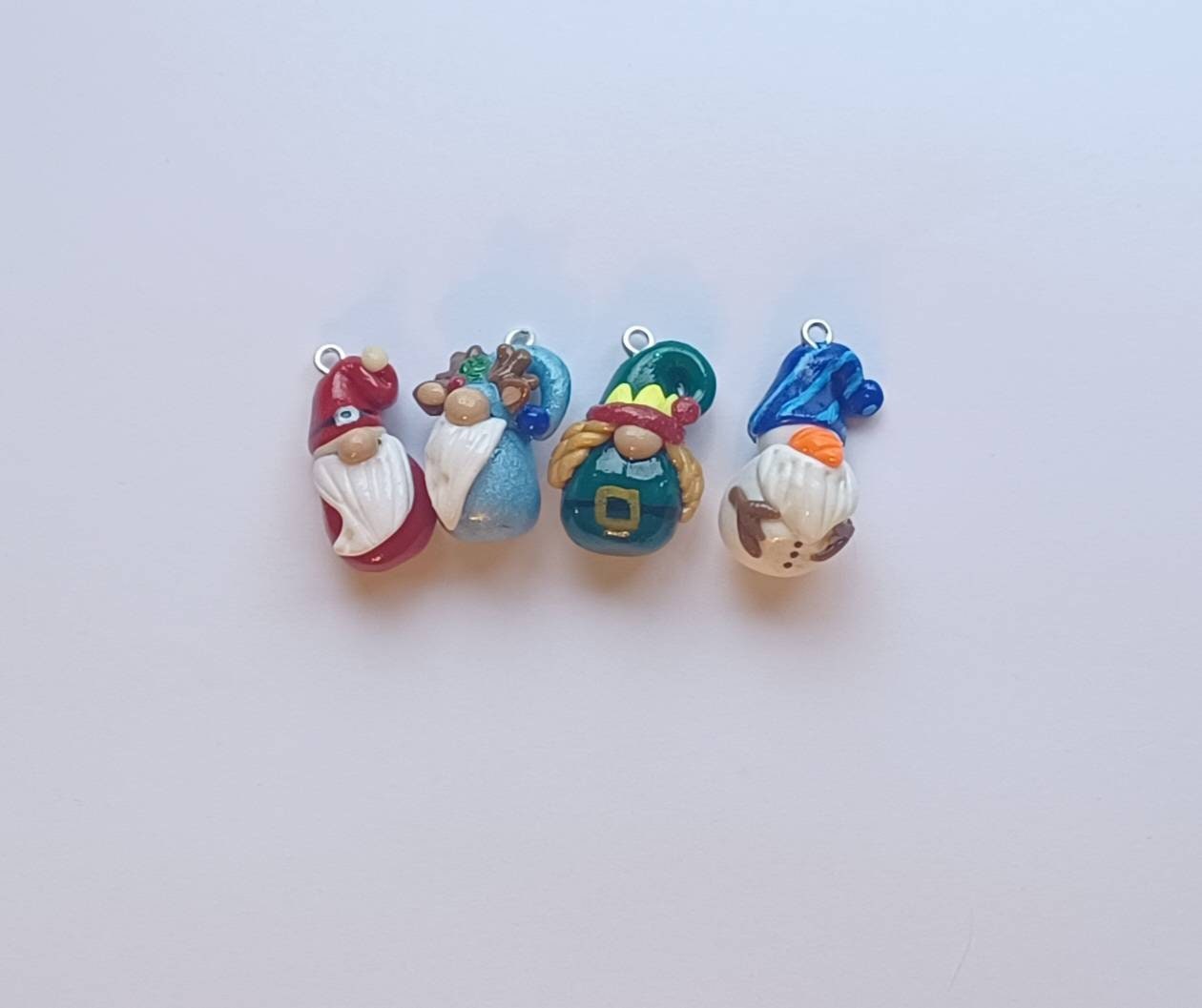 Kawaii christmas gnome charms / polymer clay gnome charms / kawaii christmas holiday charms / snowman reindeer santa elf gnome charms