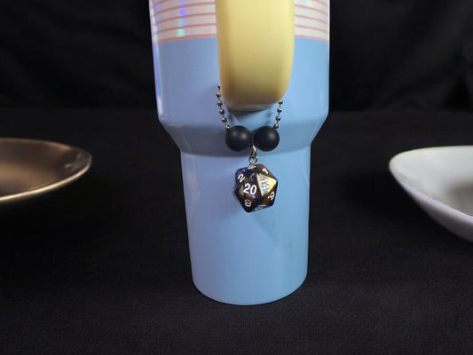 Silicone bead with random color d20 dice charm tumbler accessories tumbler charm buddy / beaded d20 cup handle charm