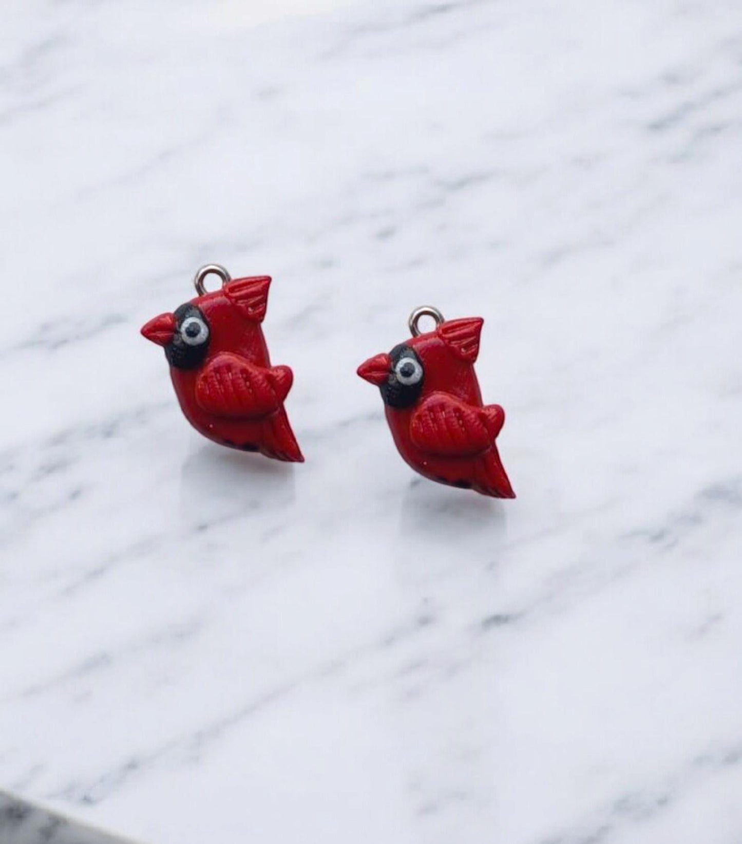 Kawaii cardinal bird charms / polymer clay cardinal charms / kawaii animal charms / kawaii cardinal red bird jewelry
