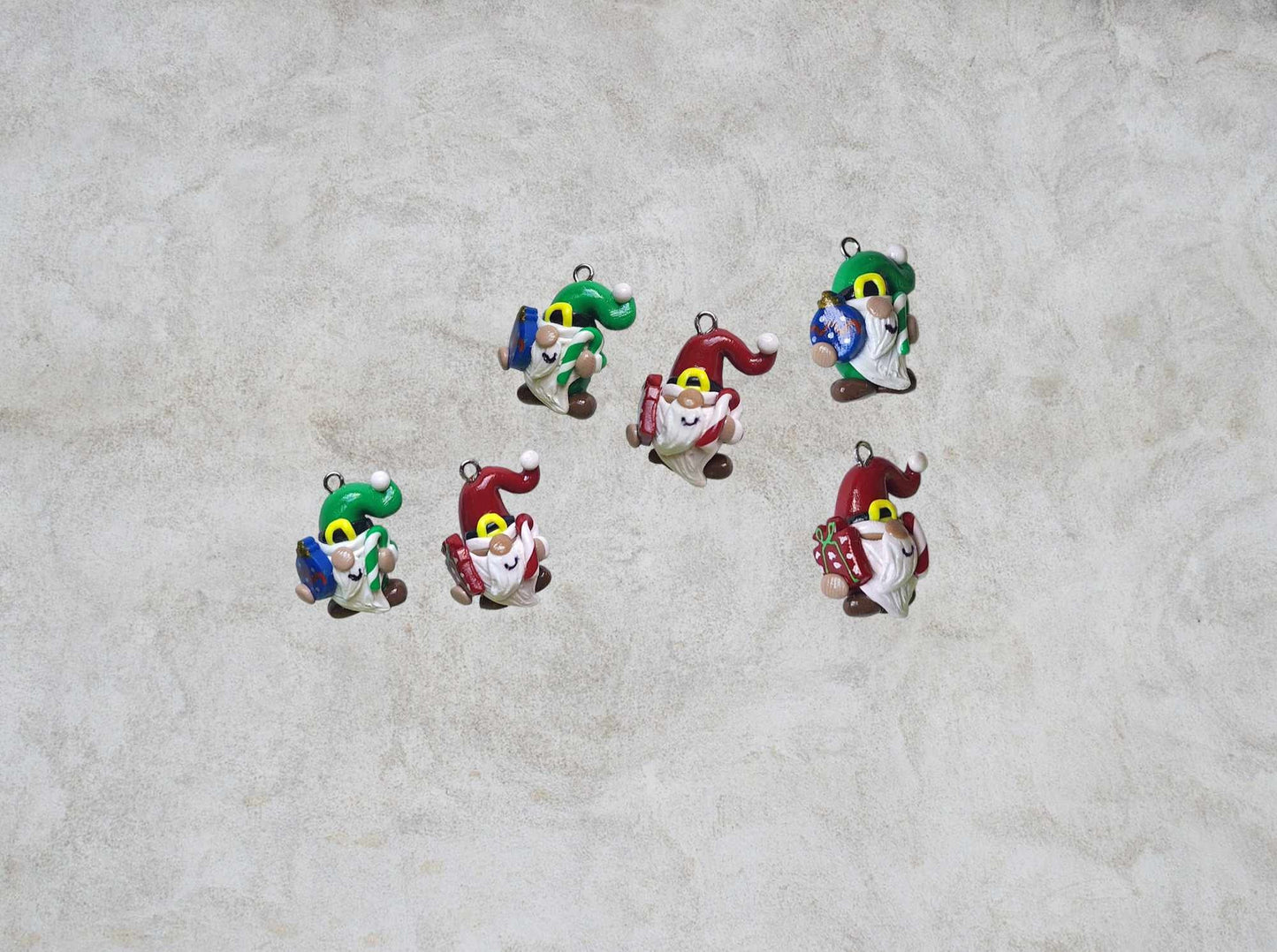 Kawaii christmas gnome charms / polymer clay gnome charms / kawaii christmas holiday santa elf gnome charms stitch marker