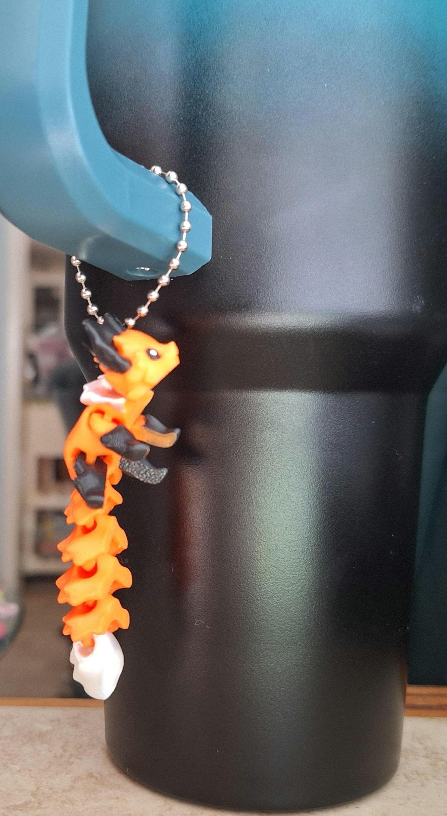 3D articulated *more colors available* orange fox tumbler charm buddy / 3d printed animals tumbler handle charms Fidget kitsune colorful